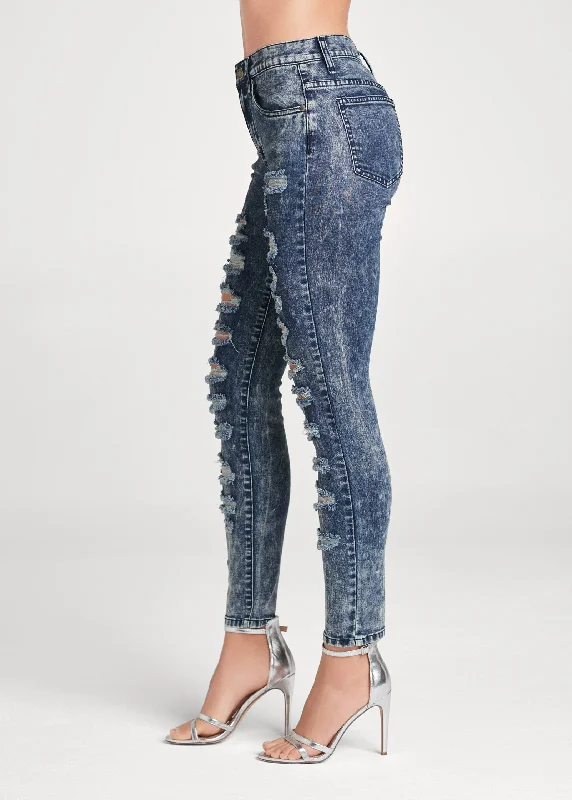 Ripped acid wash skinny jeans - Acid Wash