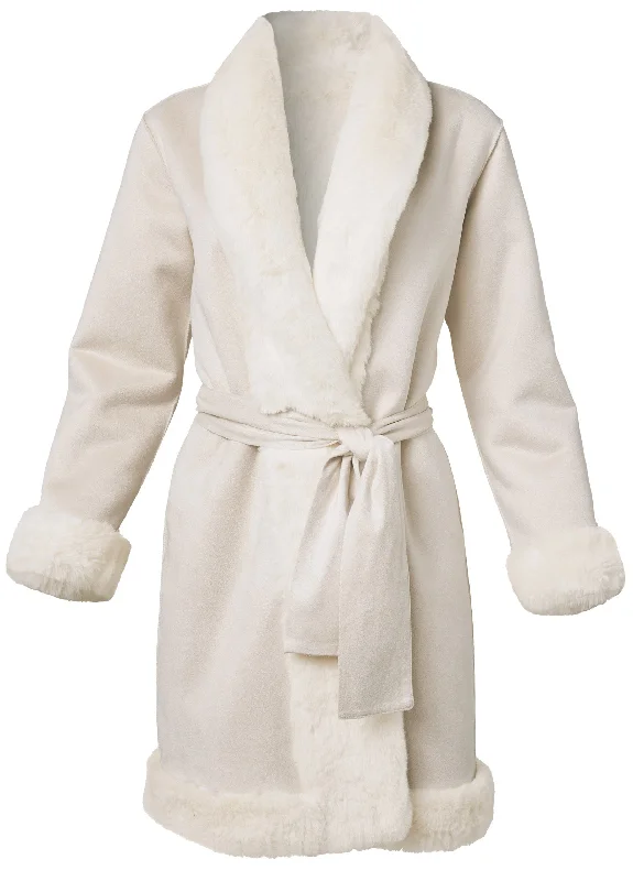 Reversible faux fur and suede coat - Off White