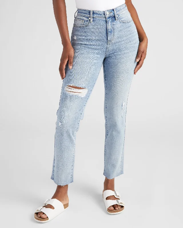 Olivia High Rise Distressed Straight Leg Jeans