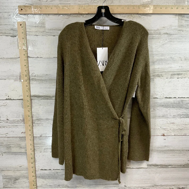 Sweater Cardigan By Zara In Olive, Size: S