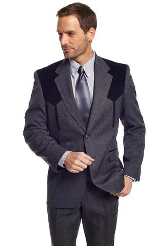 Circle S Mens Charcoal Polyester Boise Sportcoat Jacket Blazer 42 R