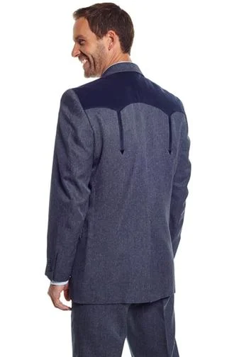 Circle S Mens Heather Navy Polyester Boise Sportcoat Western