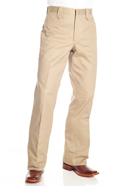 Circle S Mens Khaki 100% Cotton Unhemmed Snap Ranch Dress Pant 32