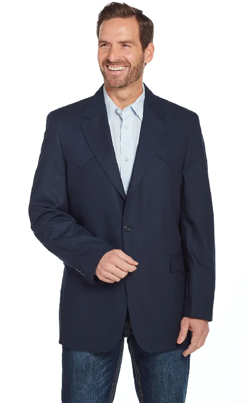 Circle S Mens Navy Polyester Plano Western Sport Coat 40 R