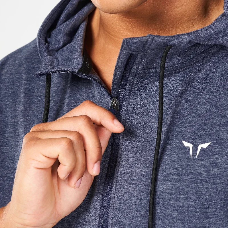 Hustle Cut Off Hoodie - Navy Marl