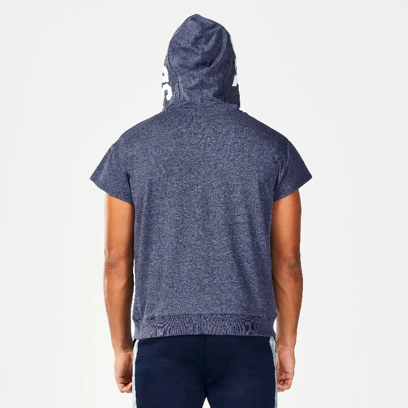 Hustle Cut Off Hoodie - Navy Marl