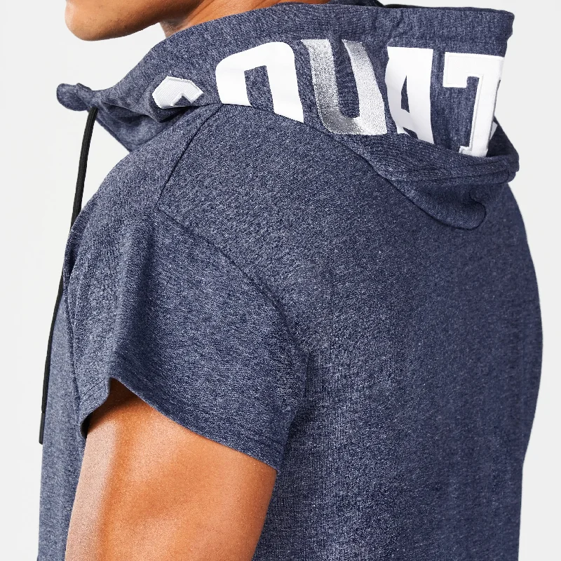 Hustle Cut Off Hoodie - Navy Marl