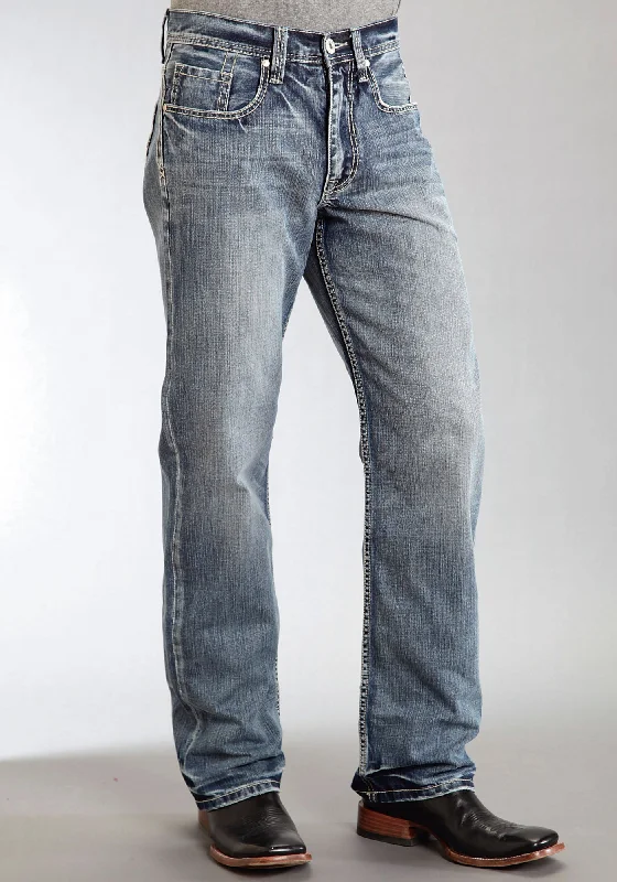 Mens Stetson Blue Cotton Blend Wrong Side Denim Straight Modern Fit Jeans