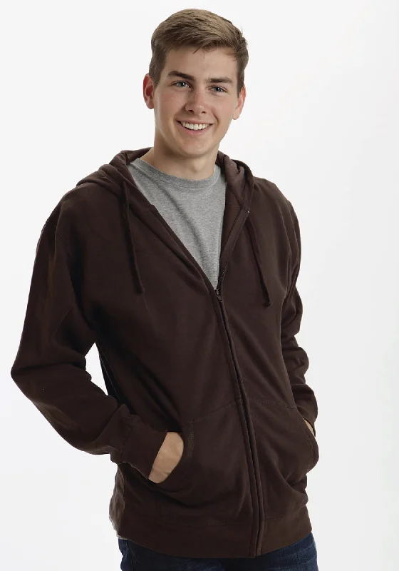 Ouray Mens Brown 100% Cotton USA Zip Hoodie