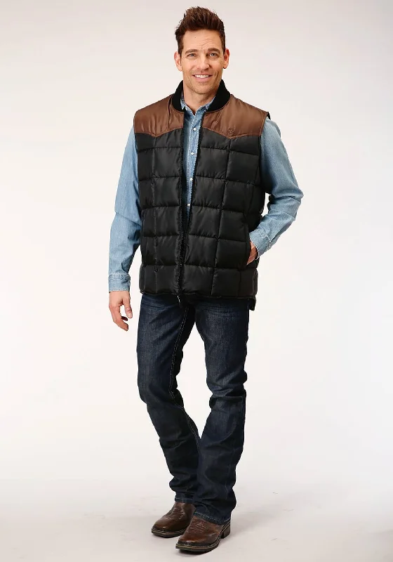 Roper Mens Black/Brown Polyester Insulated Vest