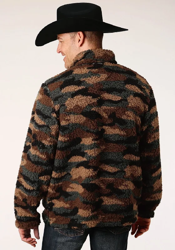 Roper Mens Brown Camo Polyester Polar Fleece Jacket