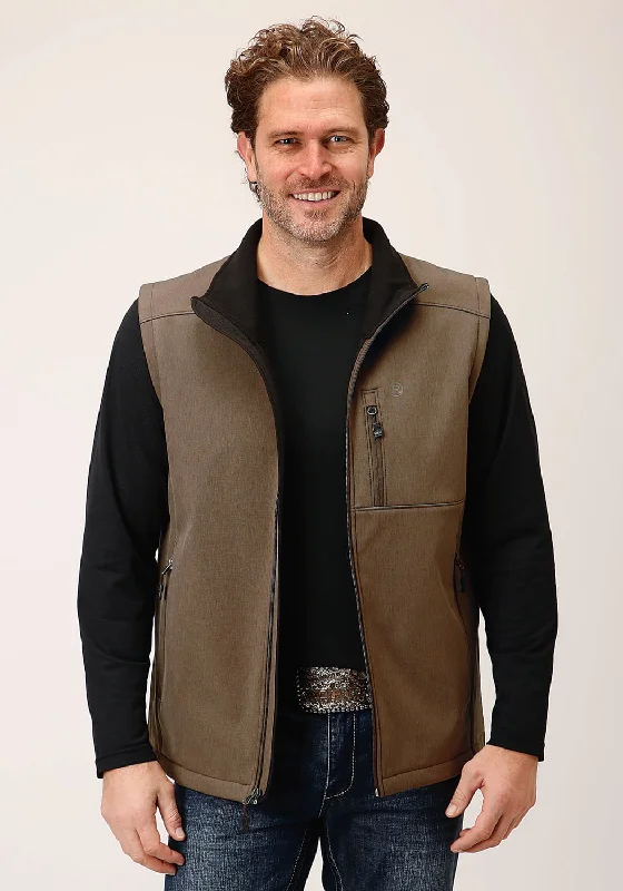 Roper Mens Hi-Tech Heather Mocha Poly/Spandex Softshell Vest