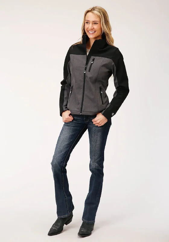 Roper Womens Grey/Black Polyester PCD Softshell Jacket