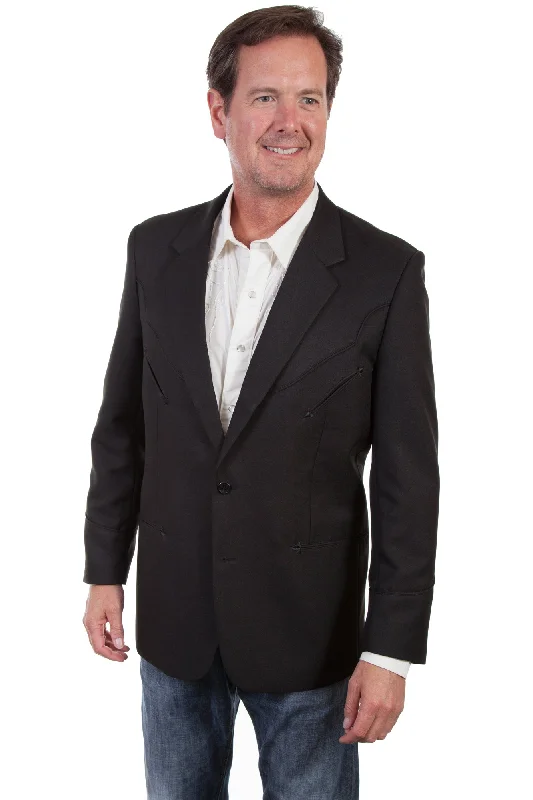 Scully Mens Black Polyester Tonal Blazer