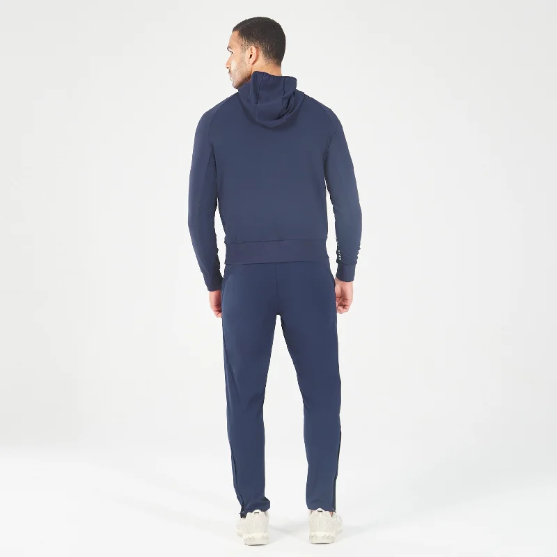 Statement Ribbed Hoodie - Navy