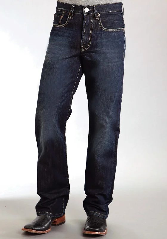 Stetson Mens Blue 100% Cotton Dark Rinse Jeans