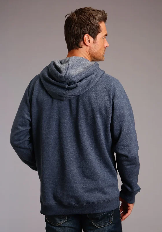 Stetson Mens Blue Cotton Blend Bold Logo Star Hoodie