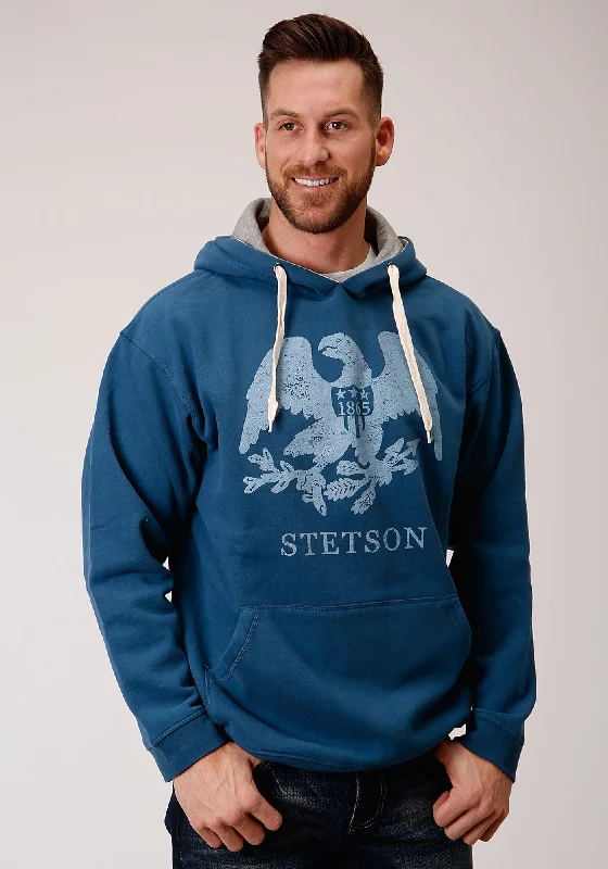 Stetson Mens Vintage Navy 100% Cotton Eagle Hoodie