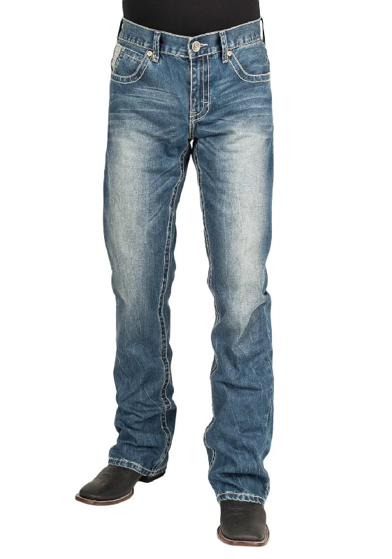 Stetson Rocks Fit Mens Blue Cotton Blend V Deco Jeans