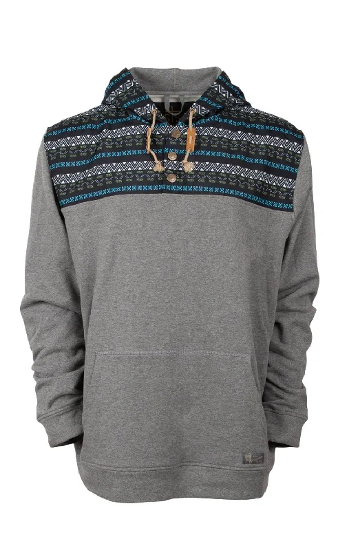 STS Ranchwear Mens Ryland Grey/Aztec Cotton Blend Hoodie