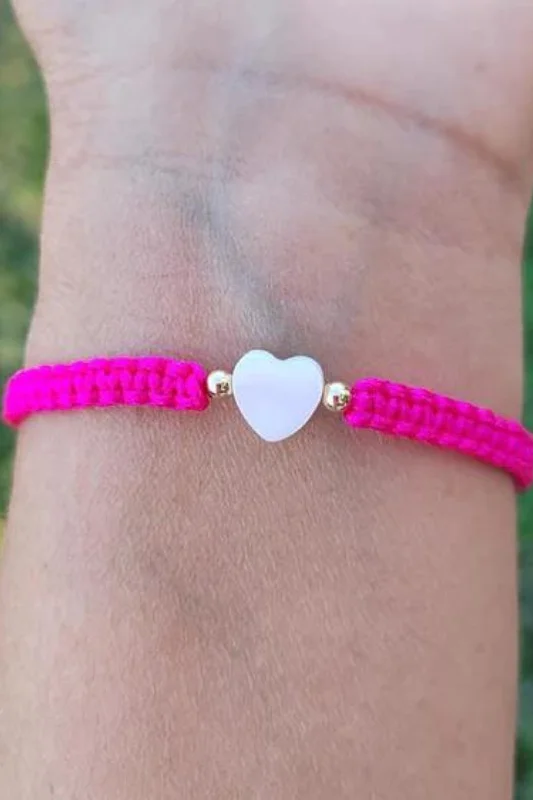 Kids - Heart - Mother of Pearl Citron Bracelets - Fuchsia