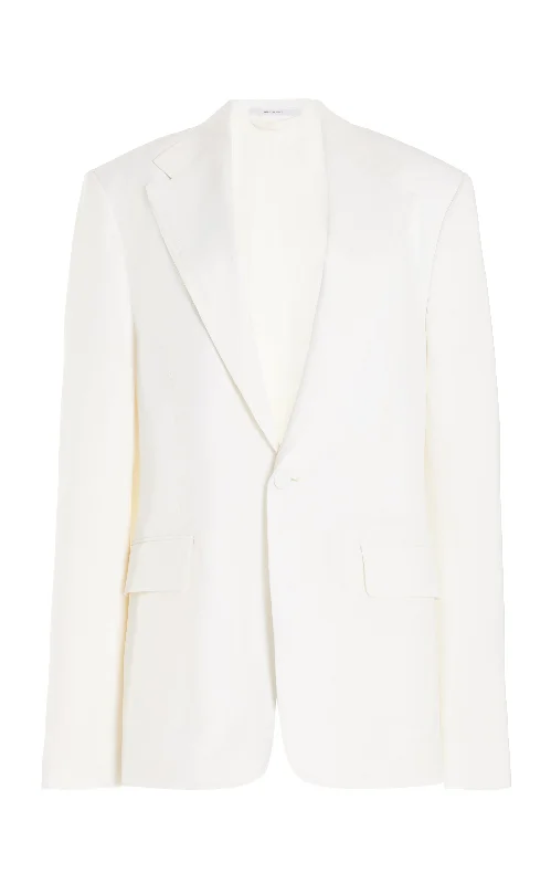 Leiva Blazer in Ivory Virgin Wool Twill