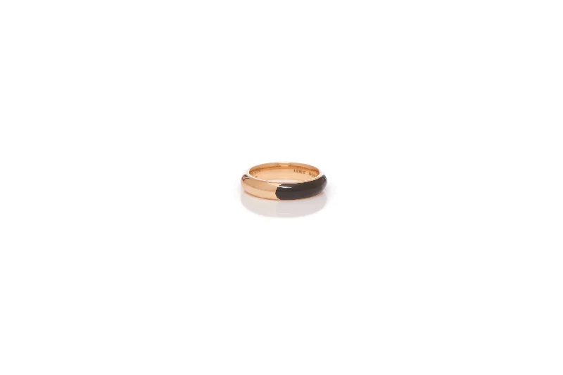 Vitreous Black Enamel & 18K Gold Ring