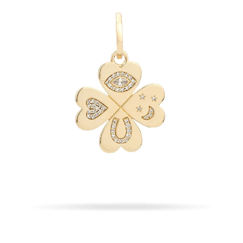 Good Luck Diamond Clover Hinged Charm