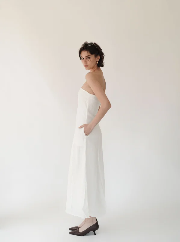 Strapless Linen Maxi Dress